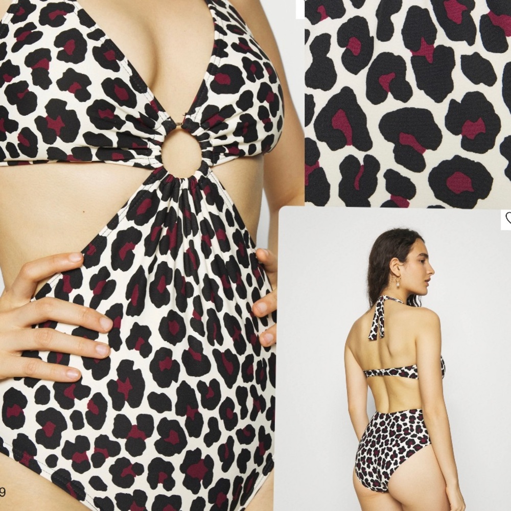 Michael Kors LEOPARD CUT OUT HALTER ONE PIECE -